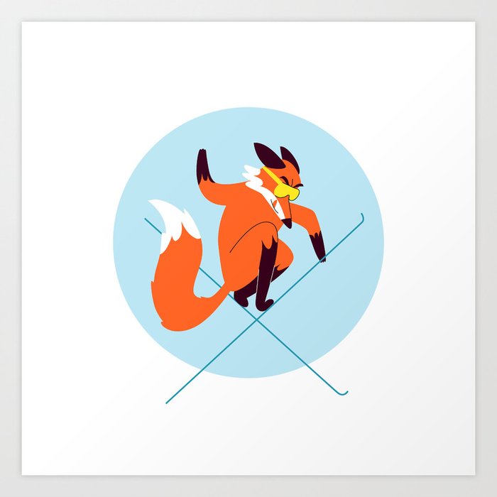 Fox skier Art Print