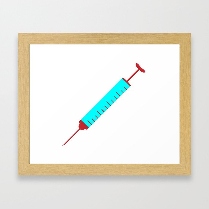 Simple Cartoon Style Hypodermic Needle Framed Art Print