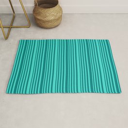 [ Thumbnail: Teal and Turquoise Colored Stripes Pattern Rug ]