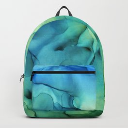 Blue Green Spring Marble Abstract Ink Painting Backpack
