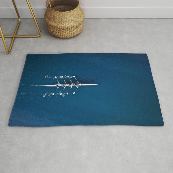 Classic Blue Teamwork | Aerial Print Rug