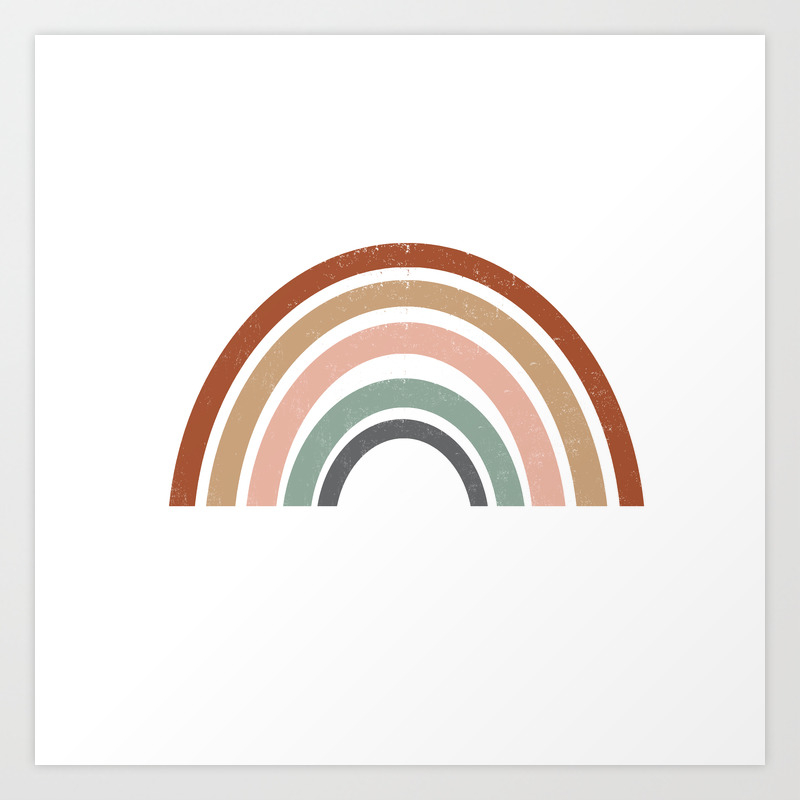 Rainbow Earth Tone Cute Kids Room Decor Muted Rainbow Art Print