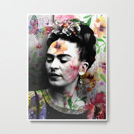 Frida Kahlo Vintage Photo Portrait Flowers Frida Kahlo Artis Mexican Metal Print
