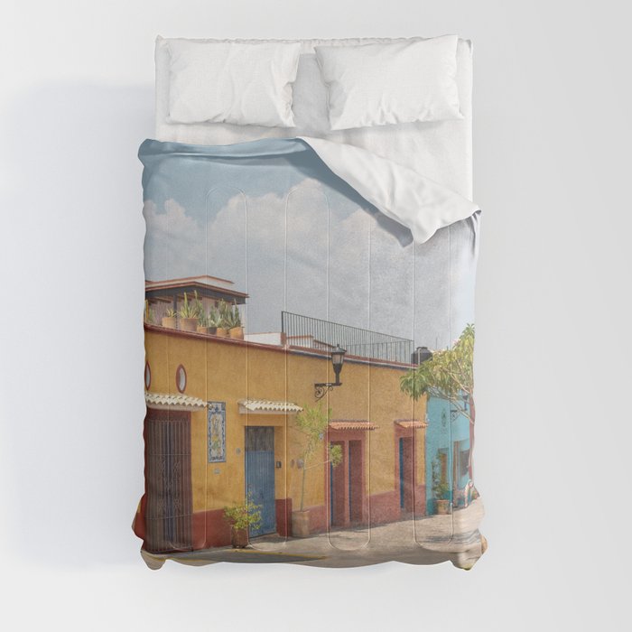 Mexico Photography - Colorful Buildings Connected To Each Other Comforter