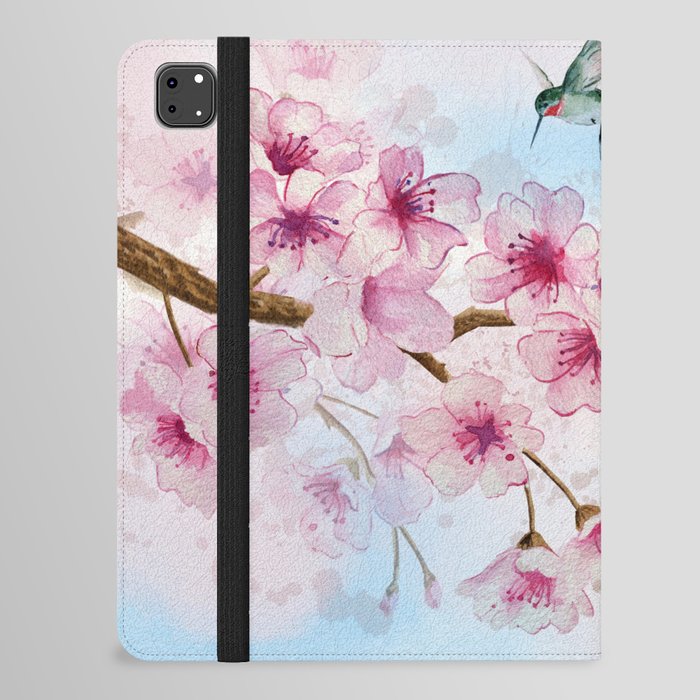 Cherry Blossom and Hummingbirds iPad Folio Case