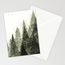 Pine Tree Forest Watercolor Stationery Card