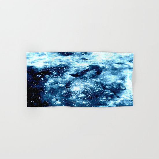 Ice Blue Galaxy Star Clusters Hand & Bath Towel