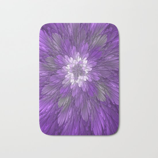 Psychedelic Purple Flower, Fractal Art Bath Mat