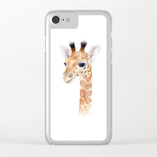 Baby Giraffe Cute Animal Watercolor Clear iPhone Case