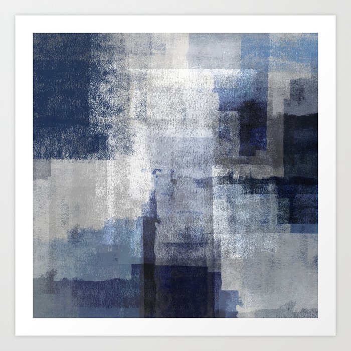 Surfaces 7 | Blue on Gray Art Print