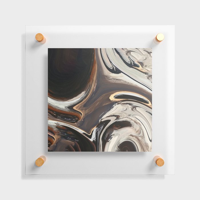 Sept Tours: an elegant abstract painting in black, white and gold by Alyssa Hamilton Art Floating Acrylic Print