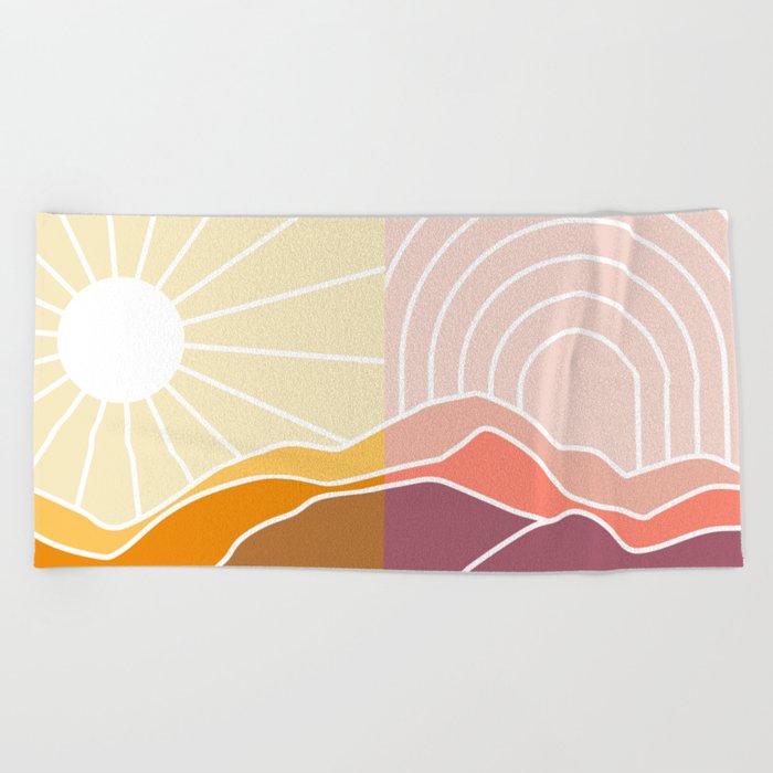 Boho Sun and Rainbow Beach Towel