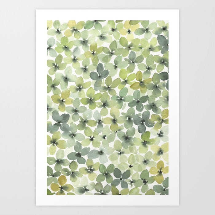green hydranges Art Print