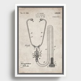 Stethoscope Patent - Doctor Art - Antique Framed Canvas