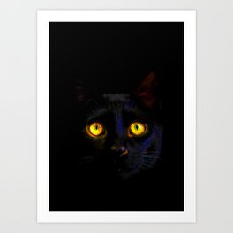 A Black Cat's Eyes Art Print