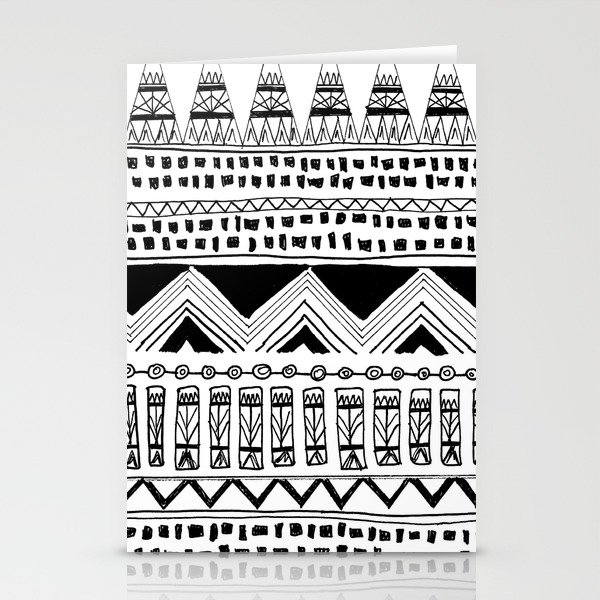 aztec tribal: black and white Stationery Cards