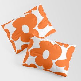 Orange Retro Flowers White Background #decor #society6 #buyart Pillow Sham