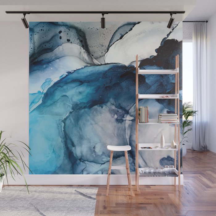 White Sand Blue Sea - Alcohol Ink Painting Wall Mural by ...