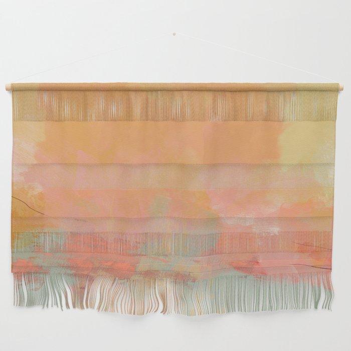 abstract peach sky on mint sea Wall Hanging
