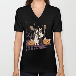 halloween cats V Neck T Shirt
