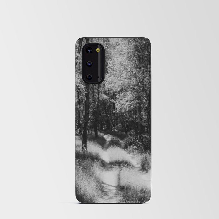 The Road Not Taken; forest road shadow landscape black and white photograph - photography - nature photographs Android Card Case