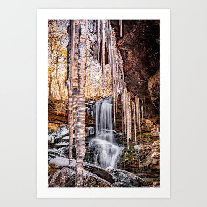 Hanging Icicles And Magnolia Falls - Ozark National Forest Art Print