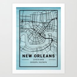 New Orleans - Louisiana Aquarius Watercolor Map Art Print