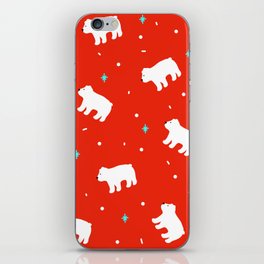 new year red pattern with white polar bears iPhone Skin