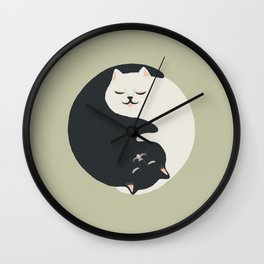 Hidden cat 26 yin yang hug Wall Clock