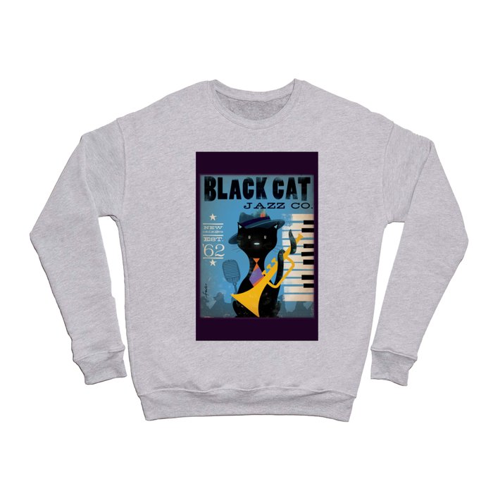 Black Cat Jazz Company Music Art New Orleans Crewneck Sweatshirt