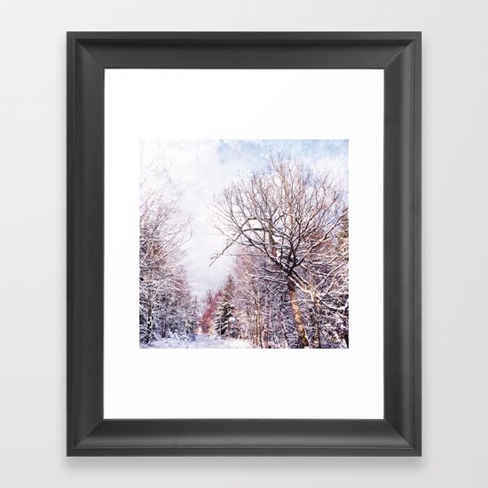 winter trees in sunlight Framed Art Print