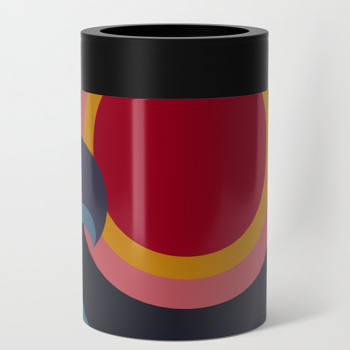 Overflow - Dark Colourful Minimalistic Retro Style Double Wave Sunset Can Cooler