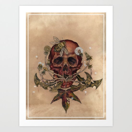 Skull with Bee Art Print