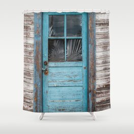 Blue Door, Fishing Village, BC Shower Curtain