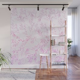 Elegant Blush Pink Glitter Tropical Palm Tree Leaves Ombre Wall Mural