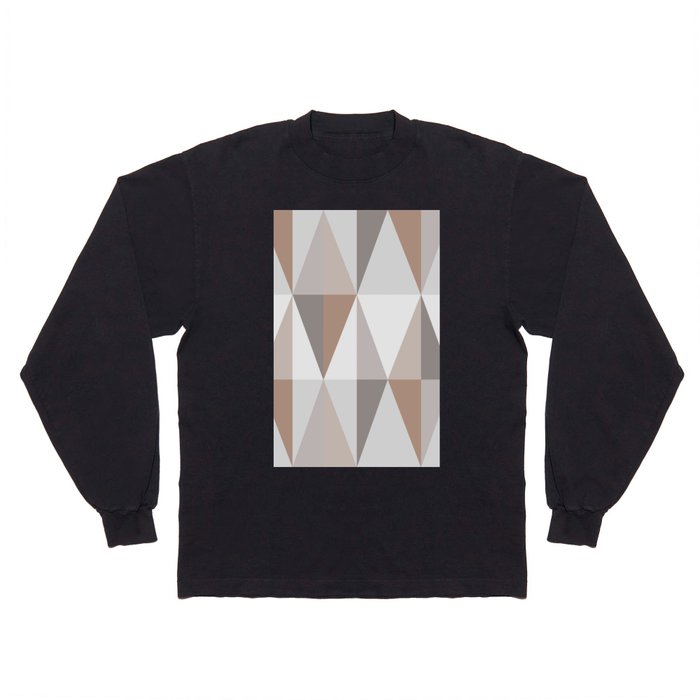 MidCentury Modern Triangles Brown Long Sleeve T Shirt
