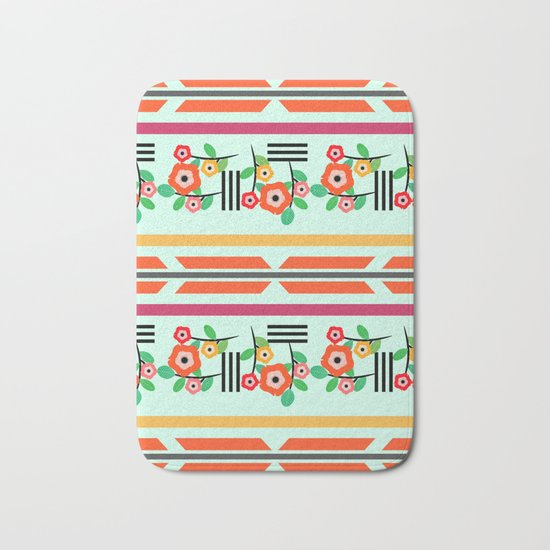 Geometric floral Bath Mat