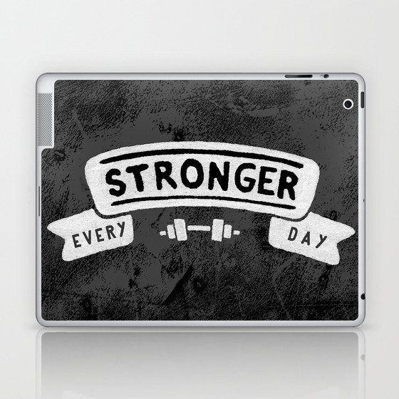 Stronger Every Day (dumbbell, black & white) Laptop & iPad Skin