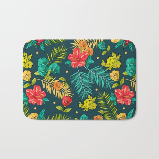 Tropical flowers Bath Mat