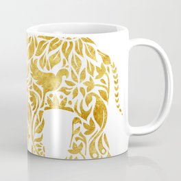 Floral Elephant in Gold Coffee Mug