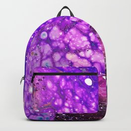 Neon marble space #3: purple, gold, stars Backpack