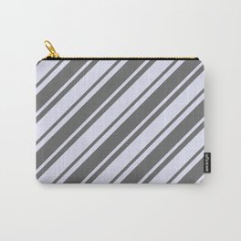 [ Thumbnail: Dim Grey and Lavender Colored Lines Pattern Carry-All Pouch ]