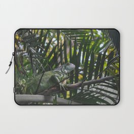 Mexico Photography - Green Iguana Camouflaged In The Leaves Laptop Sleeve