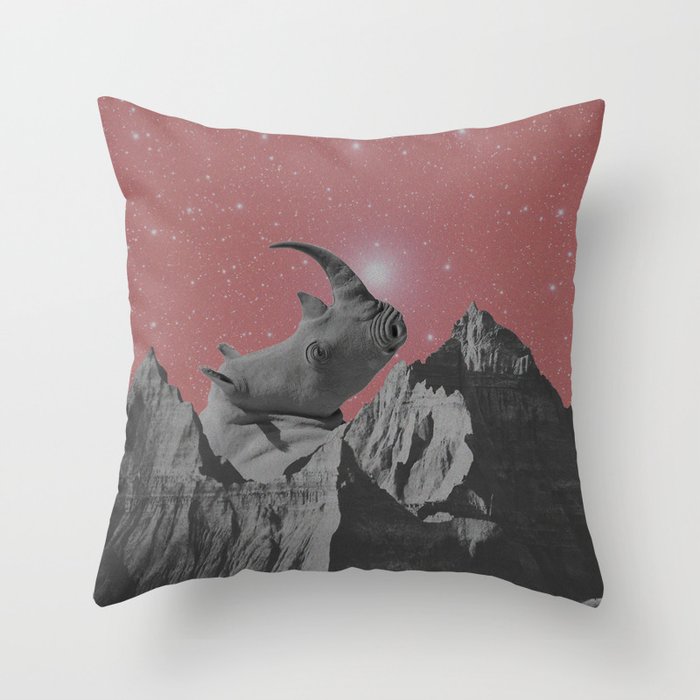 Rhino Mountain red Throw Pillow
