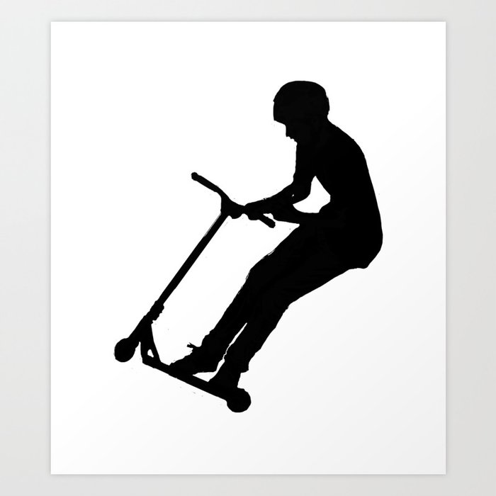 formel Ung Caroline Getting Air! - Stunt Scooter Boy Silhouette Art Print by Gifts Online |  Society6
