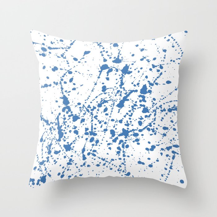 Splat Blue on White Throw Pillow
