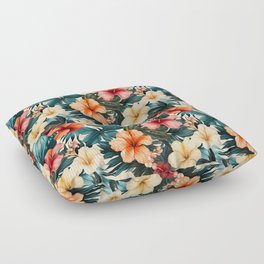 #2 Floral Pattern. Hibiscus Flower Pattern Floor Pillow