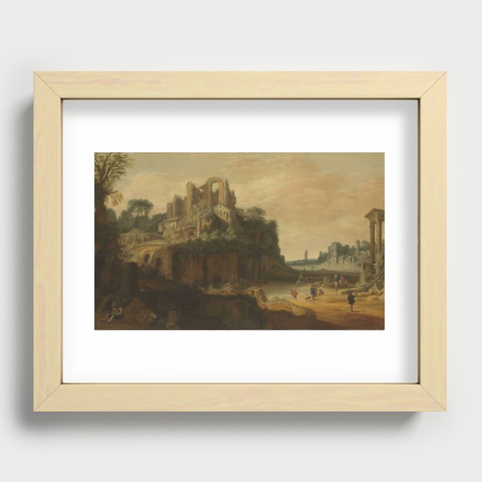 Roman Landscape with the Palatine to the left and part of the Roman Forum on the right, Pieter Antho Recessed Framed Print