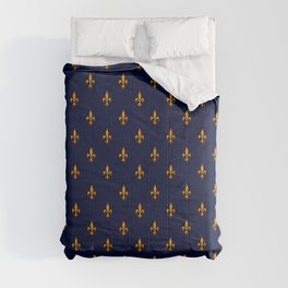 Blue & Gold Fleur-de-Lis Pattern Comforter