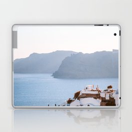 Greek Village on the Sea | White Buildings on a Hill Next to the Water | Travel Photography Fine Art Laptop Skin